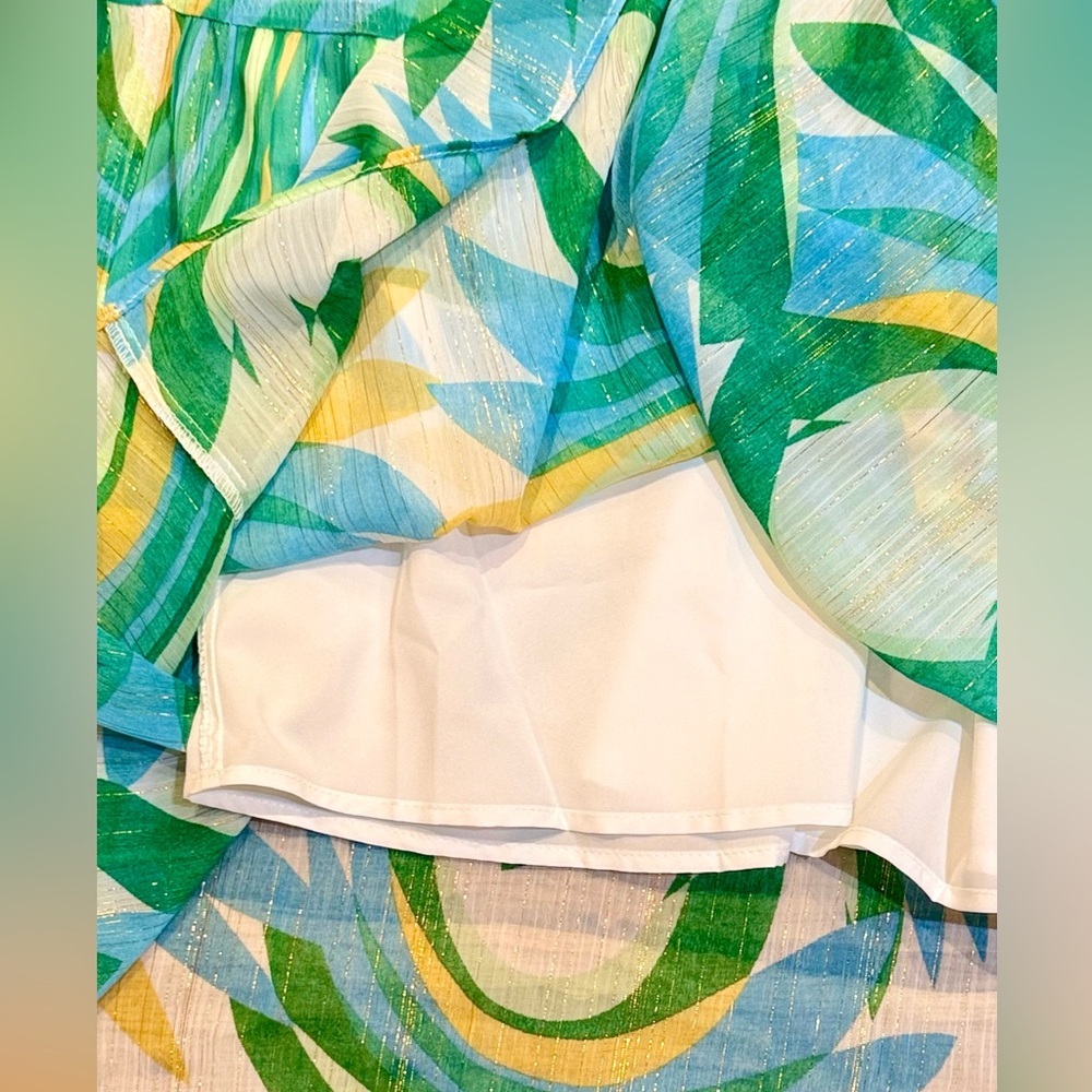 NWT Donna Morgan for‎ Maggy London NOA Tiered Maxi Sundress Cream/Blue Size 12 - Picture 13 of 13